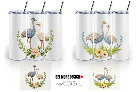 Tumbler Ostrich Embroidery Sublimation artnoy 