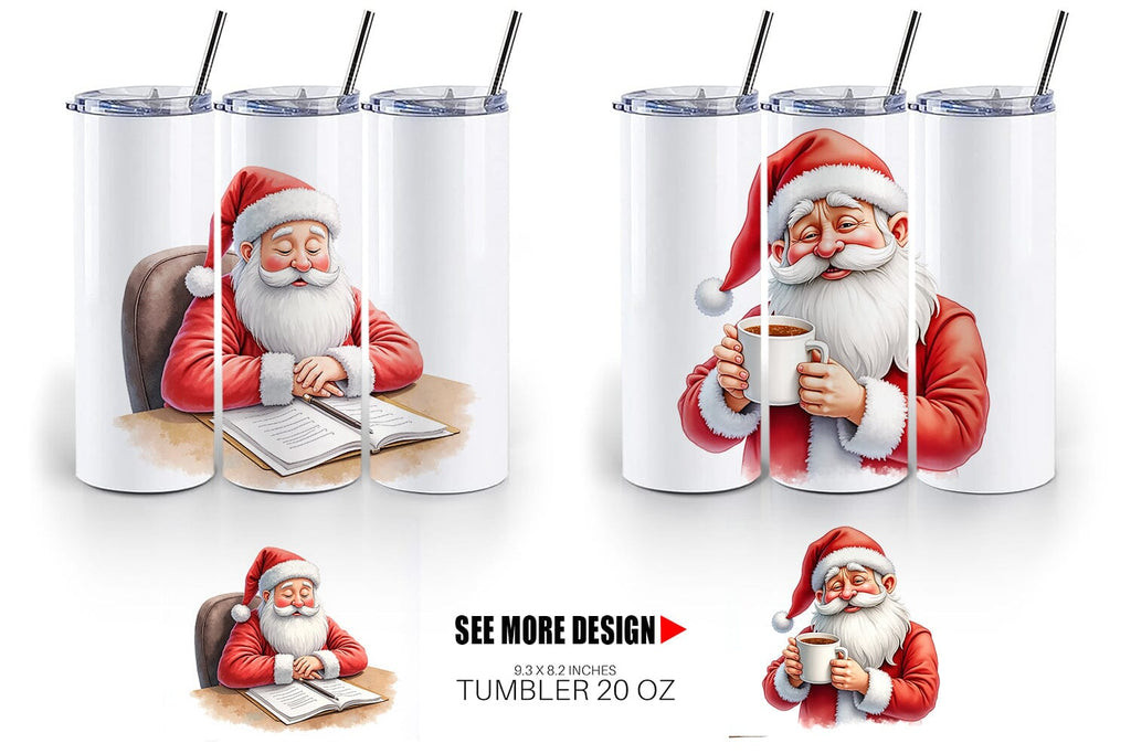 Tumbler Overworked Santa - So Fontsy