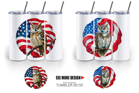 Tumbler Owl 4th of July Sublimation artnoy 