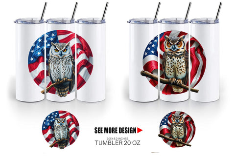 Tumbler Owl 4th of July Sublimation artnoy 