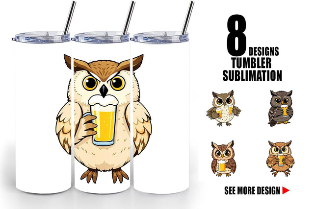Tumbler Owl Beer Day Sublimation artnoy 