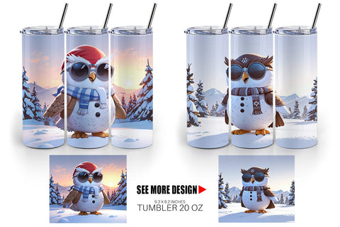 Tumbler Owl Christmas Sublimation artnoy 