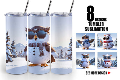 Tumbler Owl Christmas Sublimation artnoy 