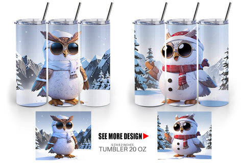 Tumbler Owl Christmas Sublimation artnoy 
