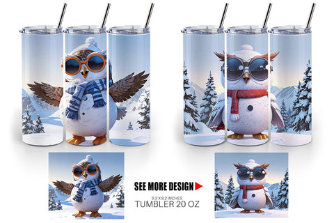 Tumbler Owl Christmas Sublimation artnoy 