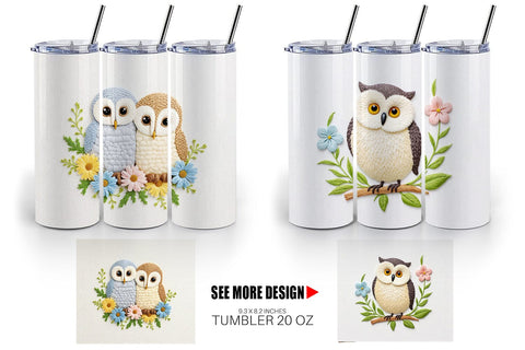 Tumbler Owl Embroidery Sublimation artnoy 