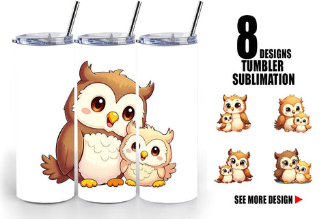 Tumbler Owl Mother's Day Sublimation artnoy 