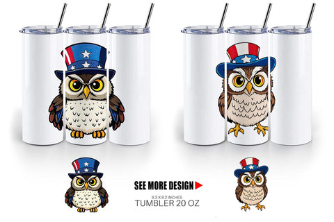 Tumbler Owl Patriotic Sublimation artnoy 