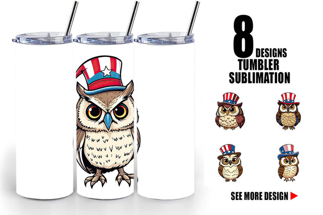 Tumbler Owl Patriotic Sublimation artnoy 