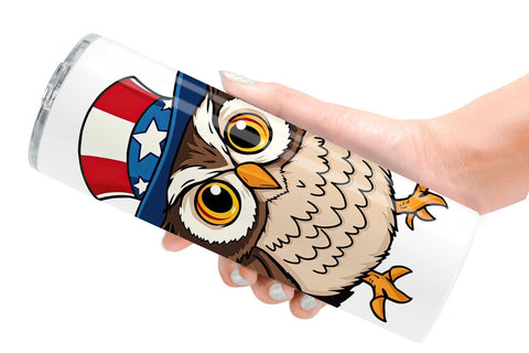 Tumbler Owl Patriotic Sublimation artnoy 