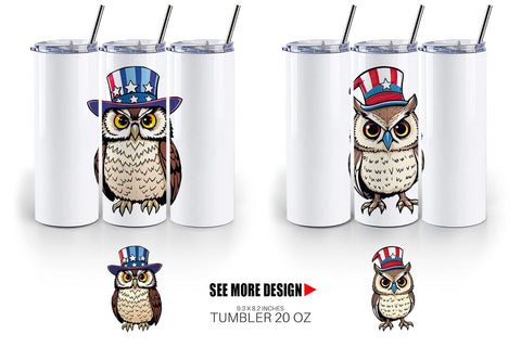 Tumbler Owl Patriotic Sublimation artnoy 