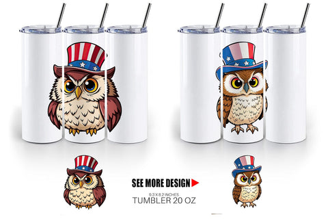 Tumbler Owl Patriotic Sublimation artnoy 