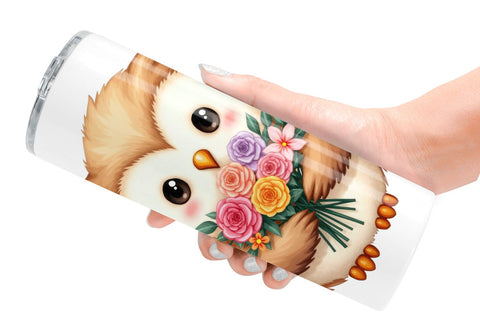 Tumbler Owl Spring Bouquet Sublimation artnoy 