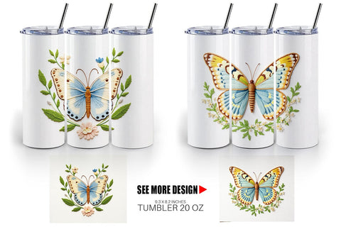 Tumbler Painted Lady Butterfly Sublimation artnoy 