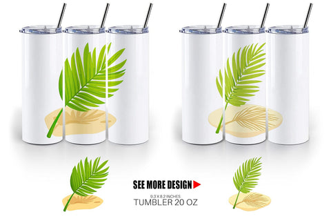 Tumbler Palm Leaf Sublimation artnoy 