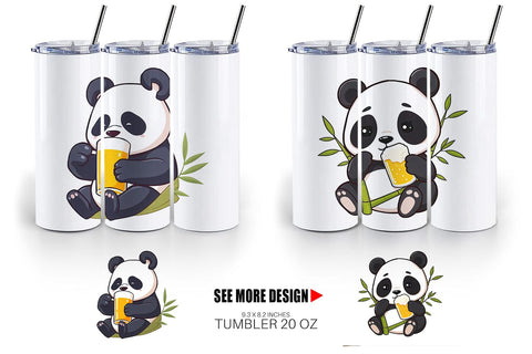 Tumbler Panda Beer Day Sublimation artnoy 