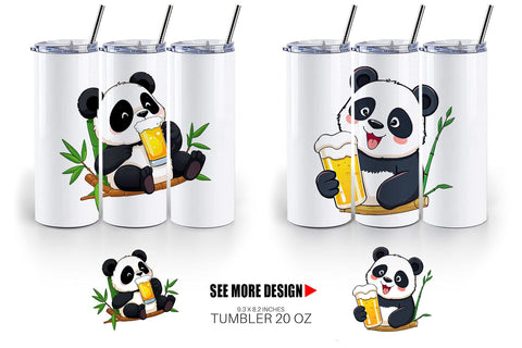 Tumbler Panda Beer Day Sublimation artnoy 