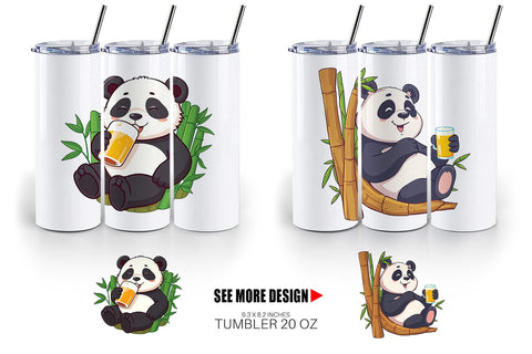 Tumbler Panda Beer Day Sublimation artnoy 