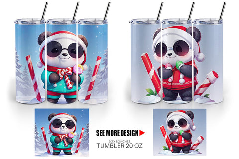 Tumbler Panda Christmas Sublimation artnoy 