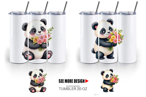 Tumbler Panda Spring Bouquet Sublimation artnoy 