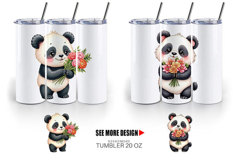 Tumbler Panda Spring Bouquet Sublimation artnoy 