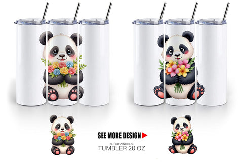 Tumbler Panda Spring Bouquet Sublimation artnoy 