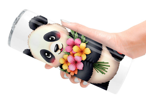 Tumbler Panda Spring Bouquet Sublimation artnoy 
