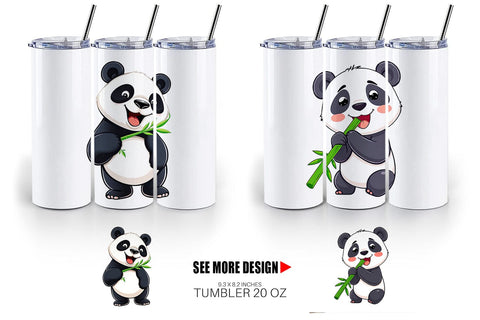Tumbler Panda with Bamboo Sublimation artnoy 