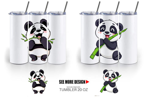 Tumbler Panda with Bamboo Sublimation artnoy 