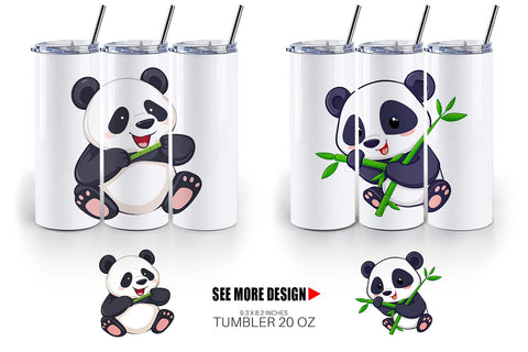 Tumbler Panda with Bamboo Sublimation artnoy 