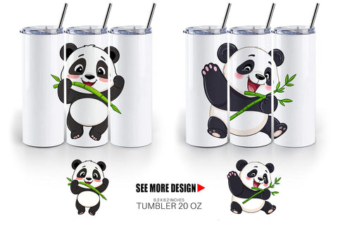 Tumbler Panda with Bamboo Sublimation artnoy 
