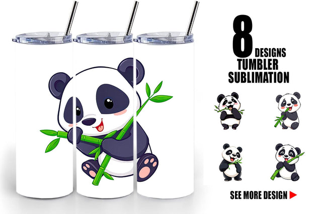 Tumbler Panda with Bamboo Sublimation artnoy 
