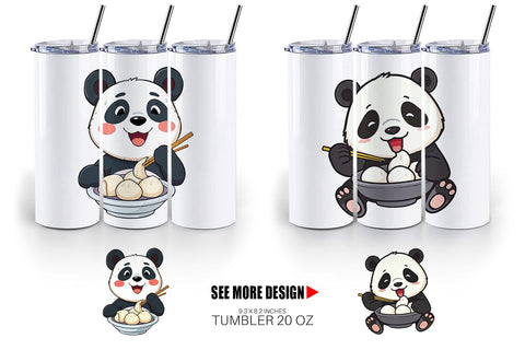 Tumbler Panda with Dumplings Sublimation artnoy 