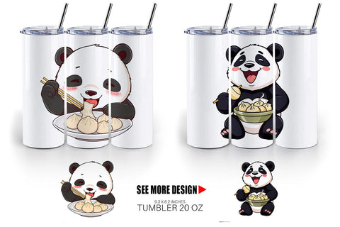 Tumbler Panda with Dumplings Sublimation artnoy 