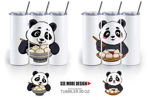 Tumbler Panda with Dumplings Sublimation artnoy 