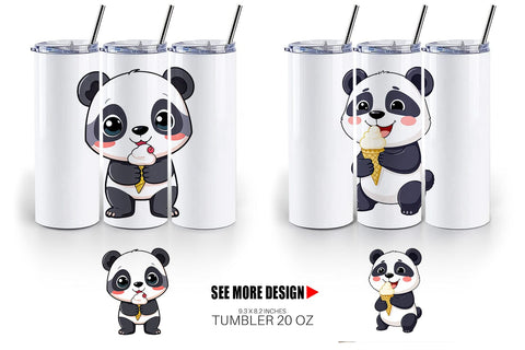 Tumbler Panda with Ice Cream Sublimation artnoy 