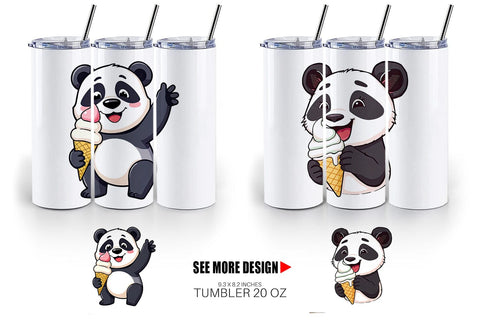 Tumbler Panda with Ice Cream Sublimation artnoy 