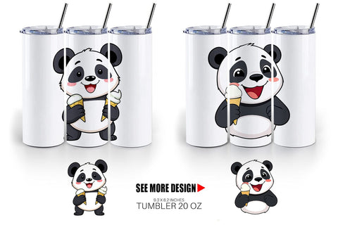 Tumbler Panda with Ice Cream Sublimation artnoy 