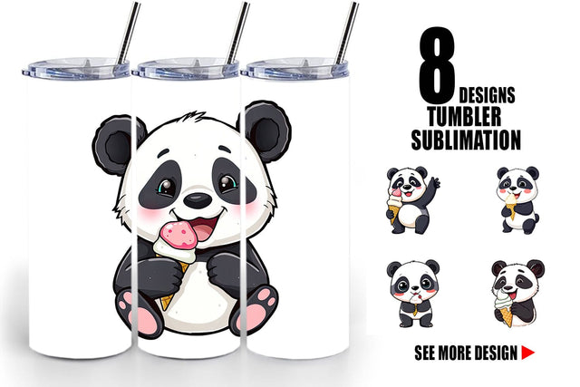 Tumbler Panda with Ice Cream Sublimation artnoy 
