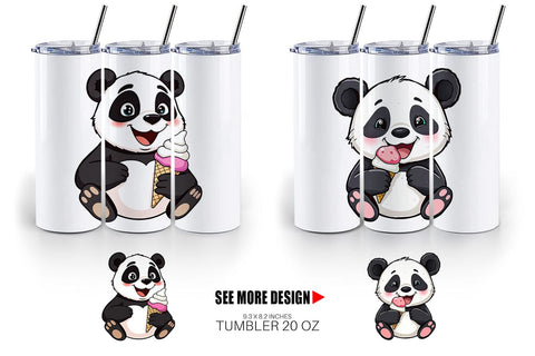 Tumbler Panda with Ice Cream Sublimation artnoy 