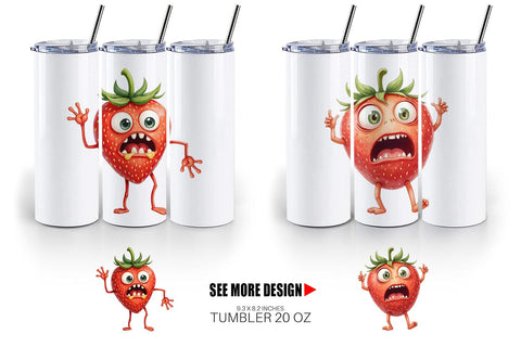 Tumbler Panic Strawberry Sublimation artnoy 