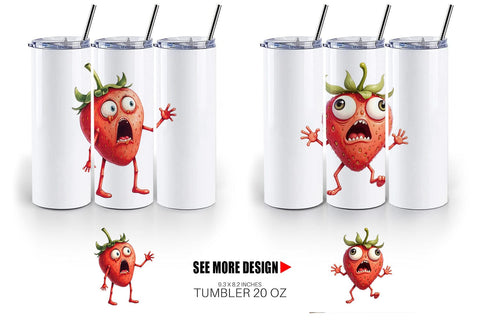 Tumbler Panic Strawberry Sublimation artnoy 