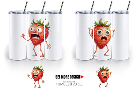 Tumbler Panic Strawberry Sublimation artnoy 