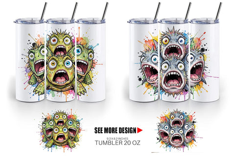 Tumbler Panic Tropical Animals Messy Watercolor Sublimation artnoy 