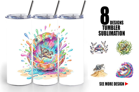 Tumbler Panicked UFO Surf Sublimation artnoy 