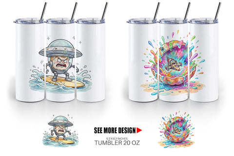 Tumbler Panicked UFO Surf Sublimation artnoy 