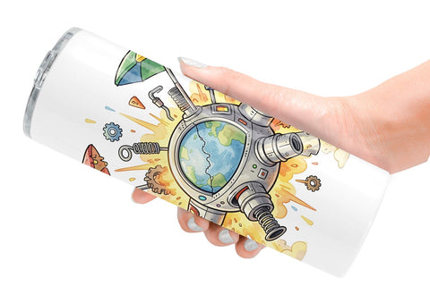 Tumbler Panicked UFO Surf Sublimation artnoy 