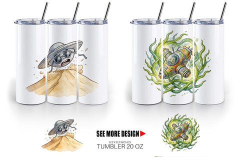 Tumbler Panicked UFO Surf Sublimation artnoy 
