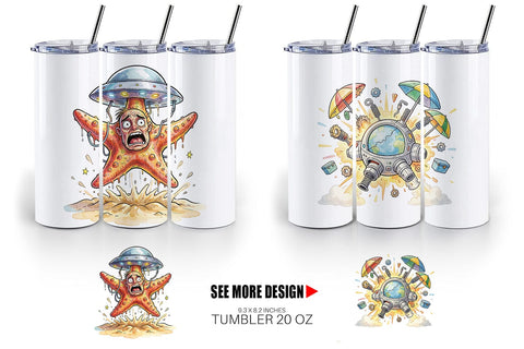 Tumbler Panicked UFO Surf Sublimation artnoy 