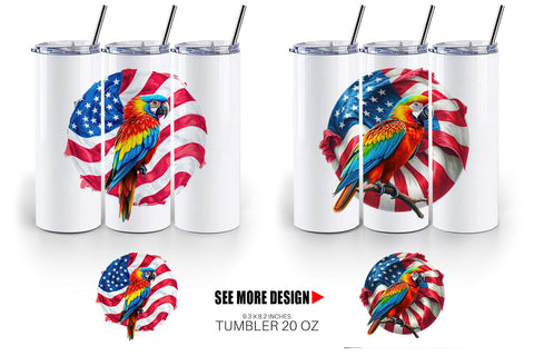 Tumbler Parrot 4th of July Sublimation artnoy 